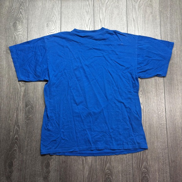 Vintage Job Secure 1990s Funny Graphic Shirt Blue Large Street Legal Cartoon - Picture 4 of 7